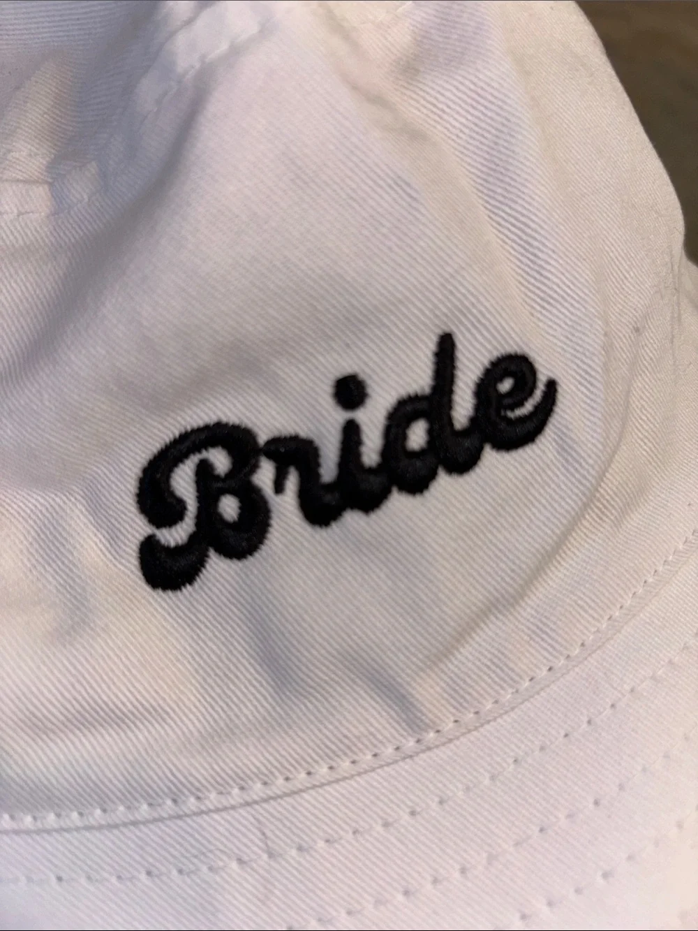 Bride Embroidered White Bucket Hat
